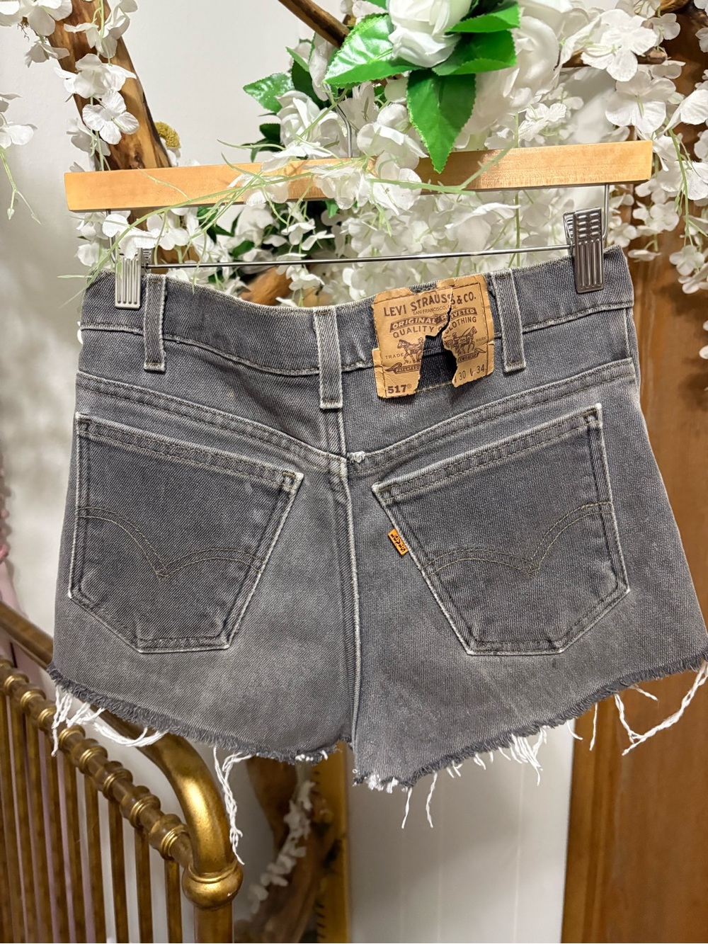 Levi's 517 Orange Tag Women's Charcoal Gray Denim Cutoff Shorts
